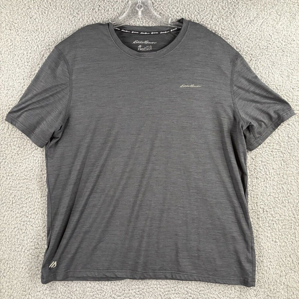 Eddie Bauer Shirt Mens XL Gray FreeDry Short Sleeve Performance Athletic Top